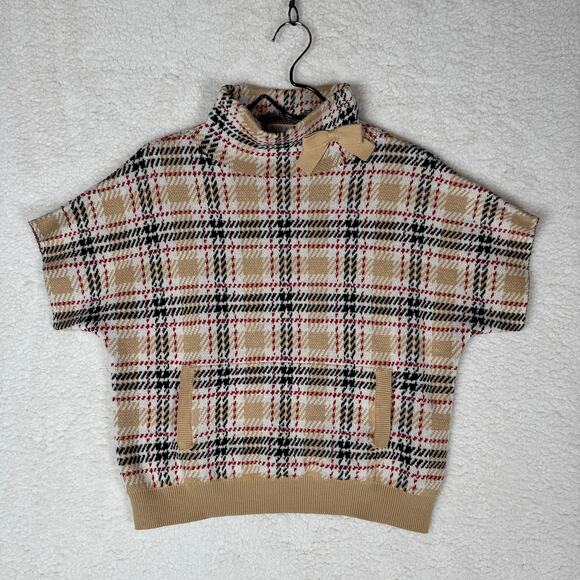 Hope & Henry Other - Hope & Henry Sweater Cape Girls Large Burberry Plaid Preppy Bow